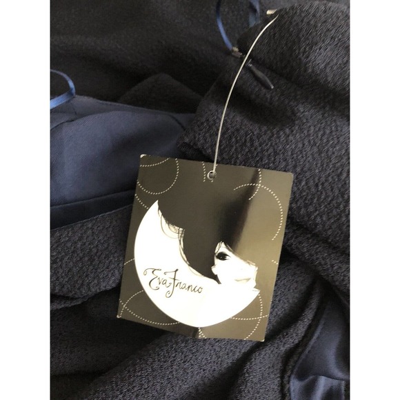 NWT Eva Franco size 12 navy halter crepe lined halter wide leg jumpsuit pockets - Picture 3 of 5